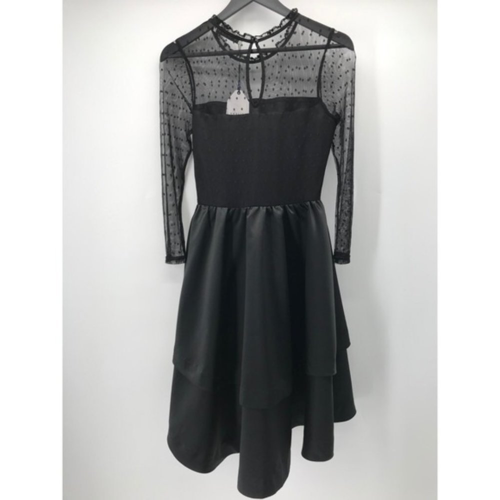 English Factory Black Swiss Dot Flared Dress NWT - Picture 4 of 5